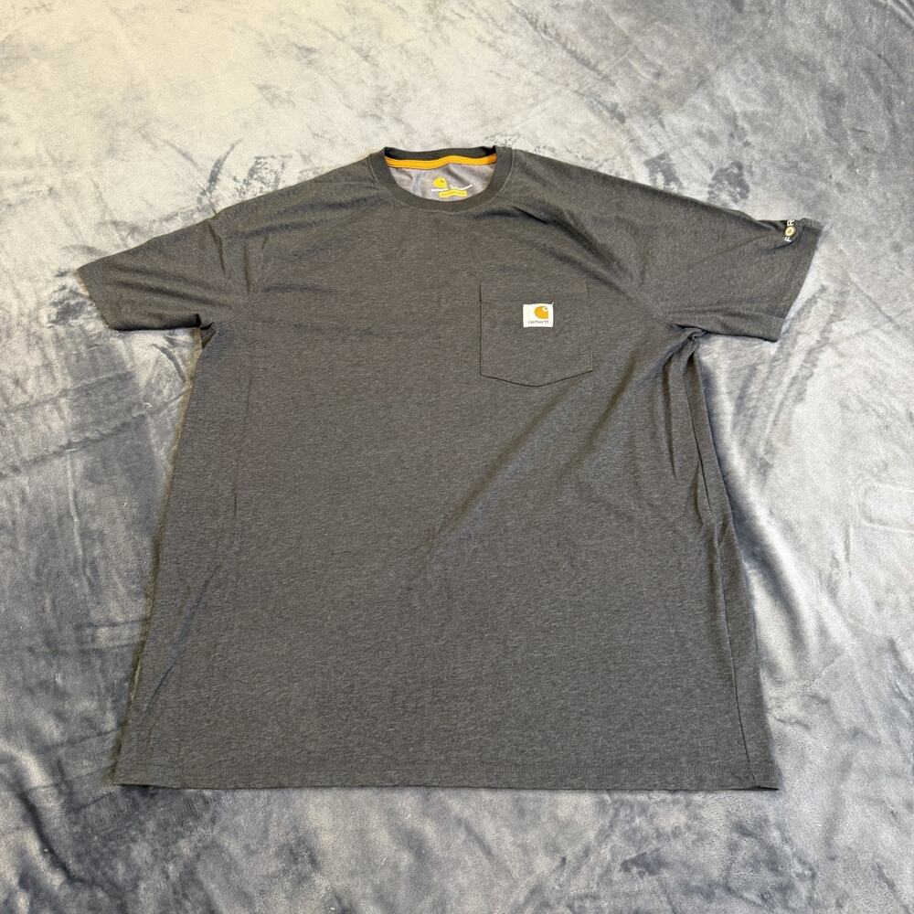 Carhartt Force Men L Shirt Heather Dark Gray Relaxed Fit Workwear Stain 100410